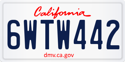 CA license plate 6WTW442