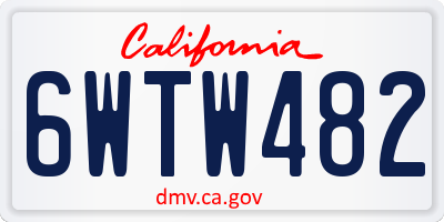 CA license plate 6WTW482