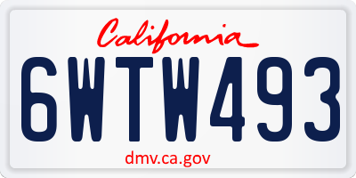 CA license plate 6WTW493