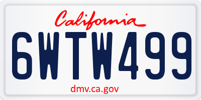 CA license plate 6WTW499