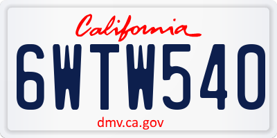 CA license plate 6WTW540