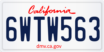 CA license plate 6WTW563