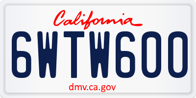 CA license plate 6WTW600