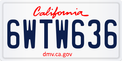 CA license plate 6WTW636