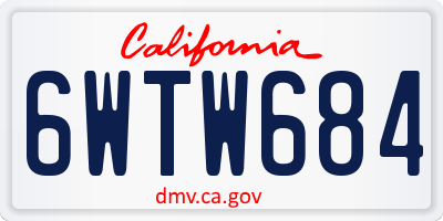 CA license plate 6WTW684