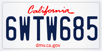 CA license plate 6WTW685
