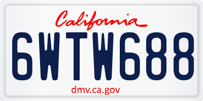 CA license plate 6WTW688