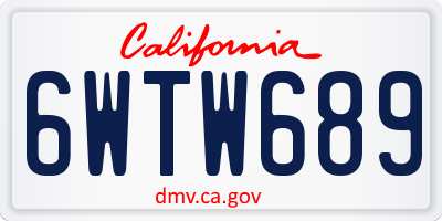 CA license plate 6WTW689