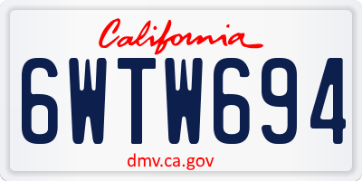 CA license plate 6WTW694