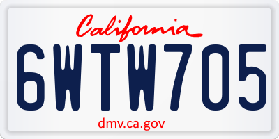 CA license plate 6WTW705