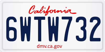 CA license plate 6WTW732