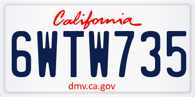 CA license plate 6WTW735