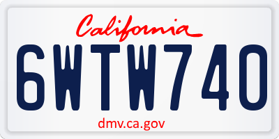 CA license plate 6WTW740
