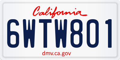 CA license plate 6WTW801