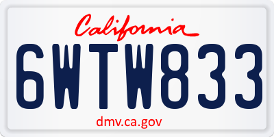 CA license plate 6WTW833
