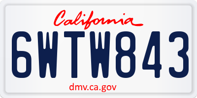 CA license plate 6WTW843