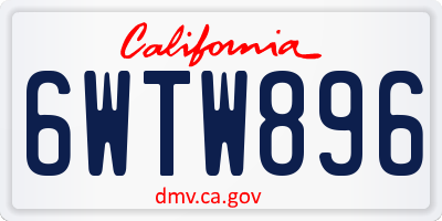 CA license plate 6WTW896