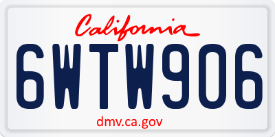 CA license plate 6WTW906