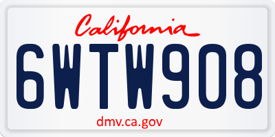 CA license plate 6WTW908