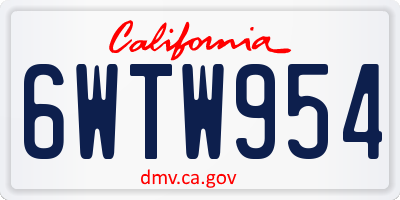 CA license plate 6WTW954