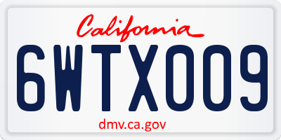 CA license plate 6WTX009