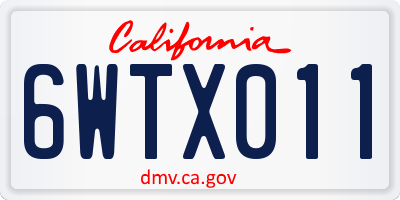 CA license plate 6WTX011