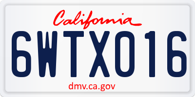 CA license plate 6WTX016