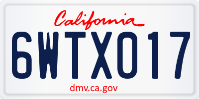 CA license plate 6WTX017