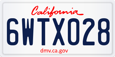 CA license plate 6WTX028