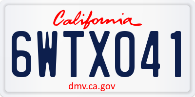 CA license plate 6WTX041