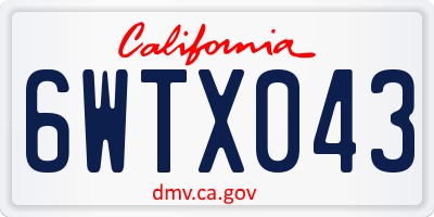 CA license plate 6WTX043