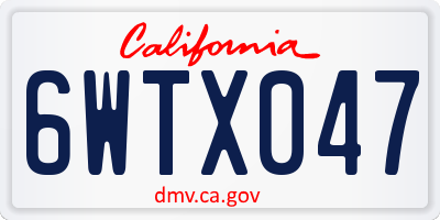 CA license plate 6WTX047