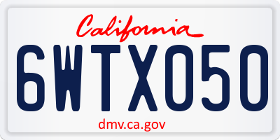 CA license plate 6WTX050