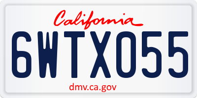 CA license plate 6WTX055