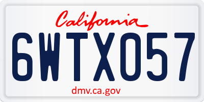 CA license plate 6WTX057
