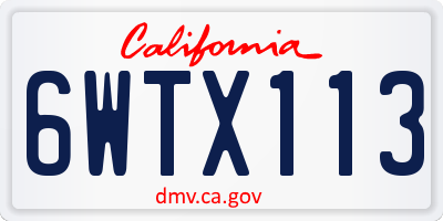 CA license plate 6WTX113