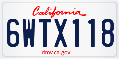 CA license plate 6WTX118