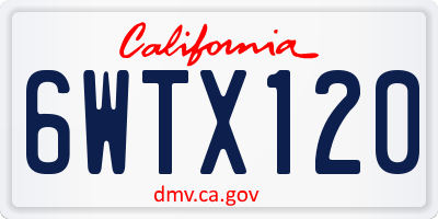 CA license plate 6WTX120