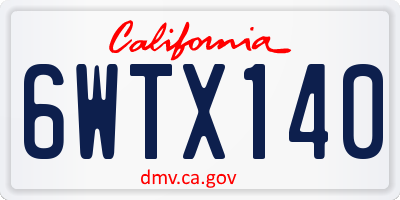 CA license plate 6WTX140