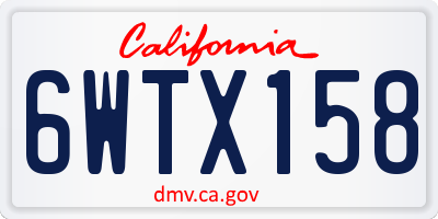 CA license plate 6WTX158