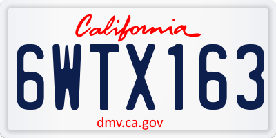 CA license plate 6WTX163