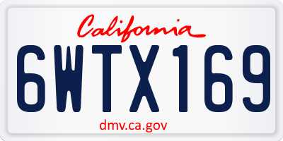 CA license plate 6WTX169
