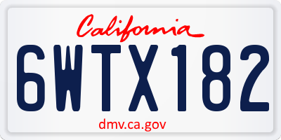CA license plate 6WTX182