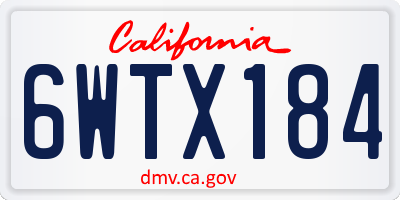 CA license plate 6WTX184