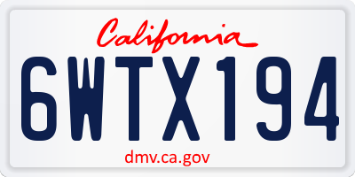 CA license plate 6WTX194