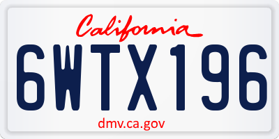 CA license plate 6WTX196