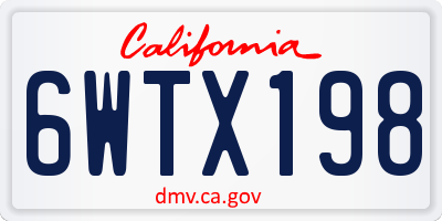 CA license plate 6WTX198