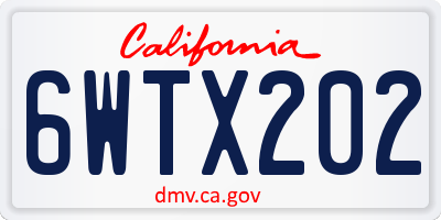 CA license plate 6WTX202