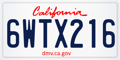 CA license plate 6WTX216