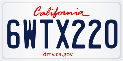 CA license plate 6WTX220